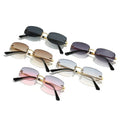 Retro Sunglasses High Quality Frame Blue Black White Custom Logo Lens Y2K Trending Square Rimless Sunglasses