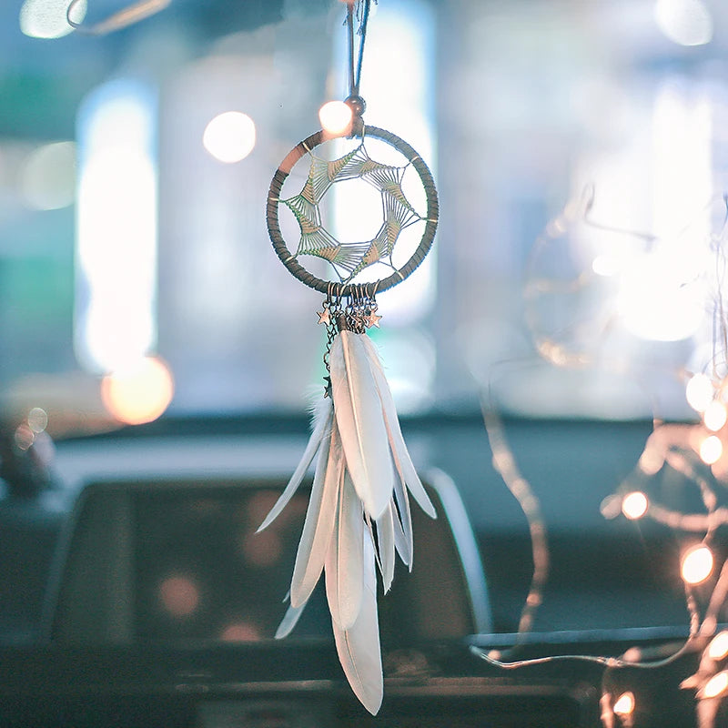 Factory Price Car Dream Catchers Hanging Room Decoration Indian Style Feathers Pendants Bag Key Chains Wind Chimes