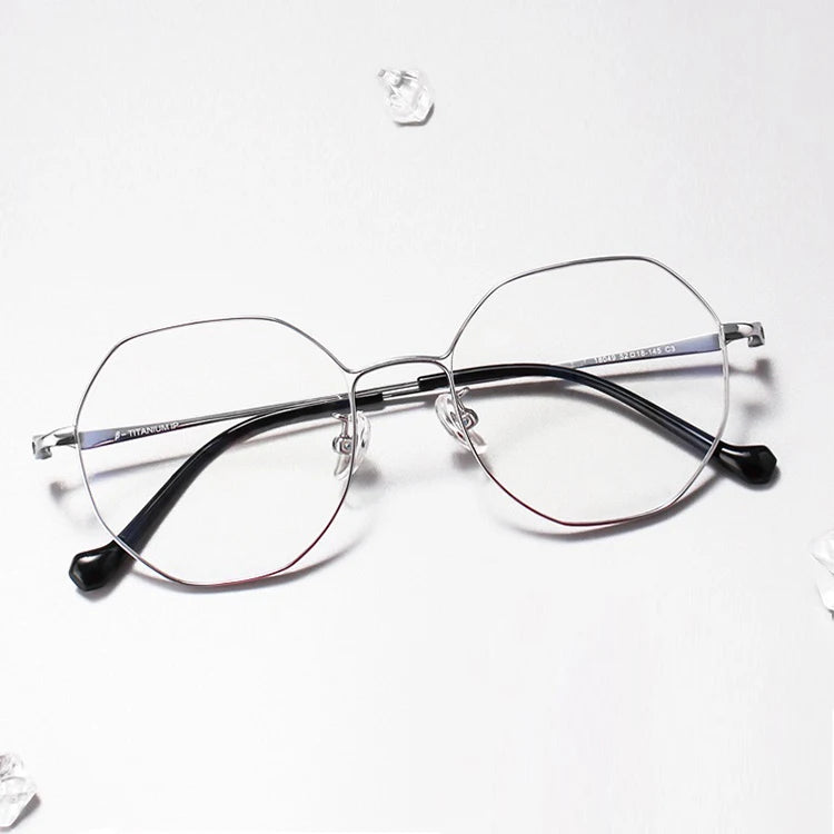 Yvan Vintage Unique Bridge Ready Stock Metal Titanium Eyeglass Frames Rimless Flexible Anti-Blue Light Prescription Unisex