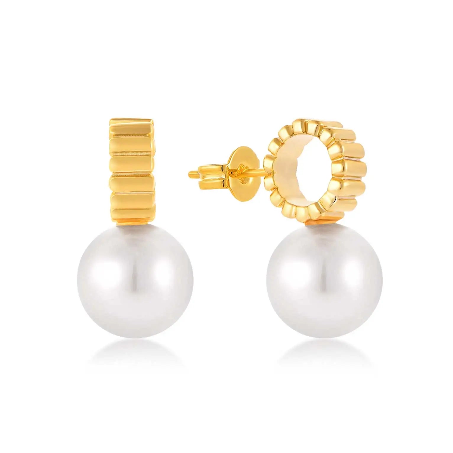 QX Custom Oem Fine Jewelry Luxury Christmas Gift 925 Sterling Silver 18k Gold Plated Stud Women Pearl Stud Drop Earrings