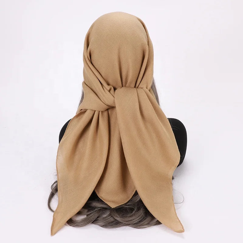 Zifeng OEM Turbantes Para Nina Wholesale New Plain Linen Square Scarf Hijab