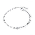 Customized Classic Fashion Jewelry Lady Women Cubic Zirconia Charm Bracelet Adjustable Double Layer Silver/Rose Gold Plated