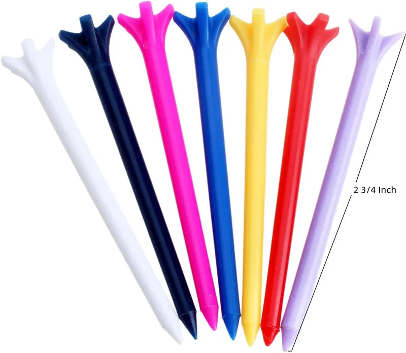 Factory Price Custom Logo Colorful Plastic Golf Tees 2-3/4" Durable 5 Prong Plastic Golf Tees 70mm