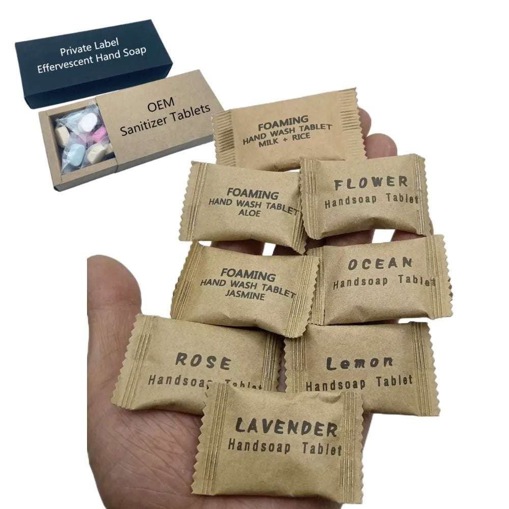 OEM Foam Hand Wash Soap Tablets Natural Fragrance With Private Label Paper Sachet Package