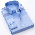 Men's Long-sleeved Casual Shirts Cotton and Linen Tops Large Plaid Color-blocking Business Formal Shirt