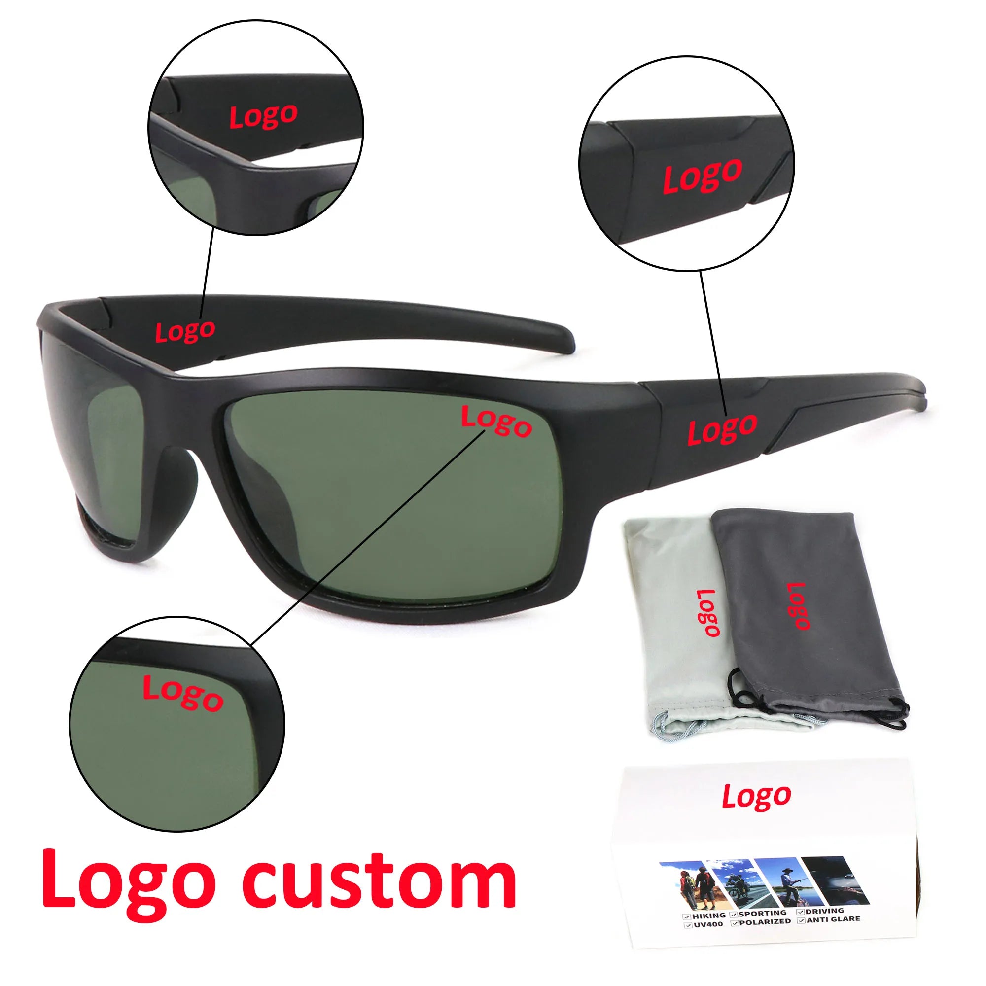 Classic Sport Style Wrap Around Custom Logo Night Vision Sunglasses Polarized Night Driving Glasses for Men