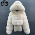 Janefur Lovely Warm Ladies Winter Hot Selling Hooded High Quality Faux Fur Coat Women's White Fake Fur Jacket