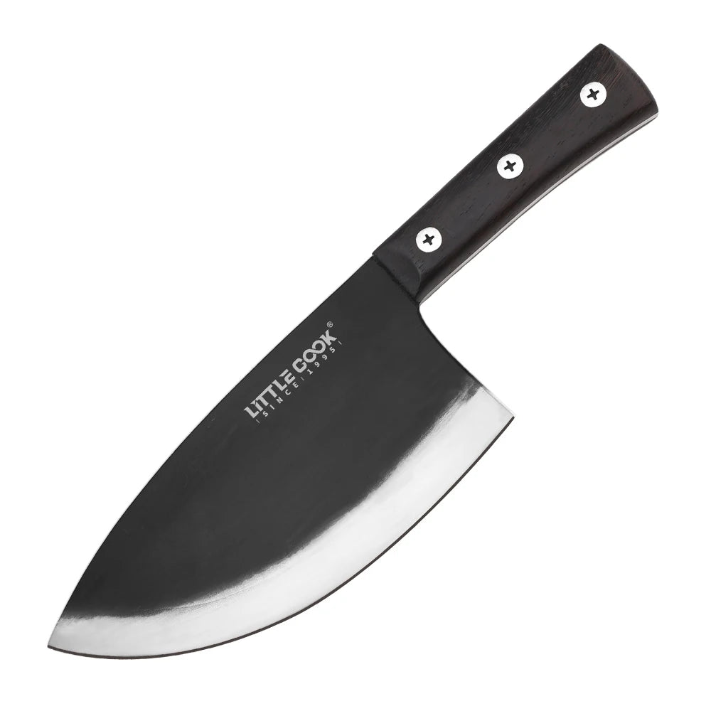 Little Cook 7.6 Inch Hand-forged Butcher Knife High Carbon Steel Blade Super Sharp Edge with Wooden Handle for Cooking Cutting