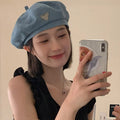 Women Cowboy Berets Hat Autumn French Artist Painter Caps Winter Plaid Top Beret Hats Ladies