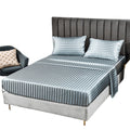 High Quality 4pcs Luxurious Silky Satin Bed Sheets Set New Arrival Striped Woven Fitted Flat Satin Fitted Flat Sheets Set