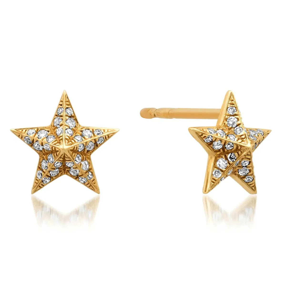 Milskye Engagement Jewelry for Women 925 Silver 18k Gold Plated Domed Diamond Star Stud Earrings