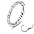 14G 1.2mm Stainless Steel 6mm 8mm 10mm 12mm Hinged Clicker Ring CZ Pave Hoop Earring Cartilage Body Piercing Segment Septum Ring