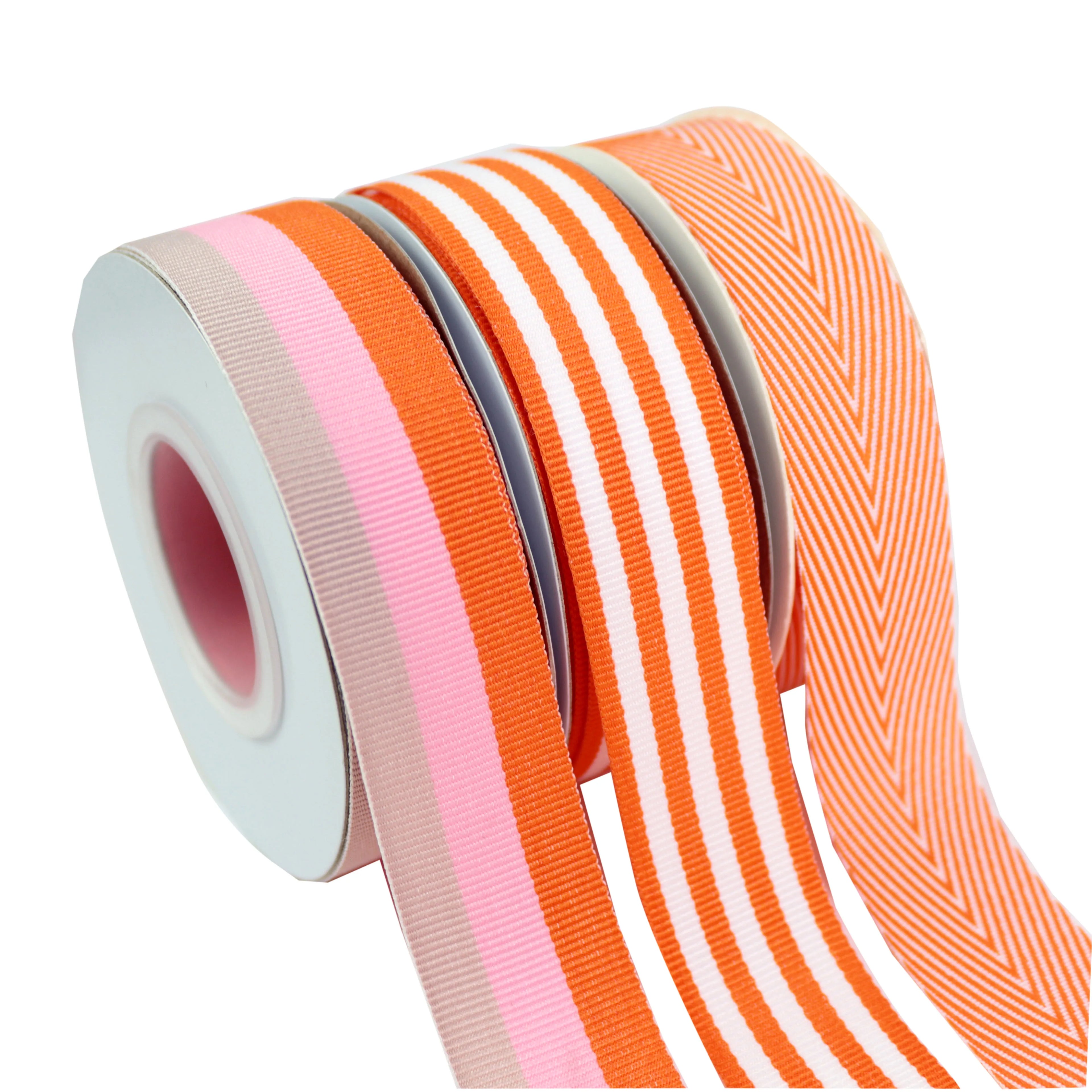 1" Inch 25mm 50y/roll Red and White Stripe Grosgrain Ribbon for DIY Packing Wholesale From China