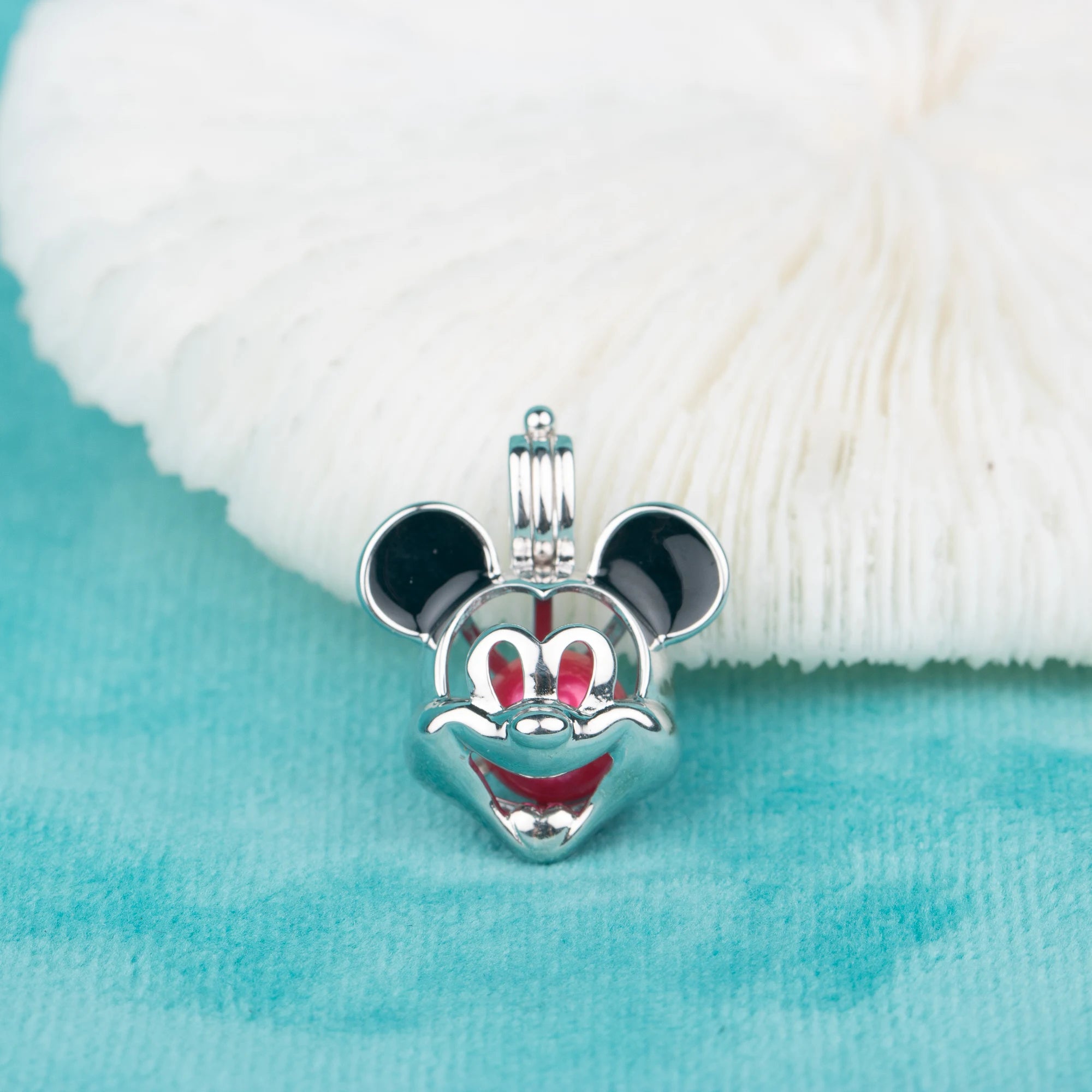 C030030 Sterling Silver Mouse Shape Freshwater Pearl Cage Pendant Necklace Jewelry Locket for Pearl Party