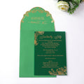 Dark Green and Gold DIY Handmade Wedding Invitation Card Set Luxury Acrylic Event Paper Invitations with Envelope