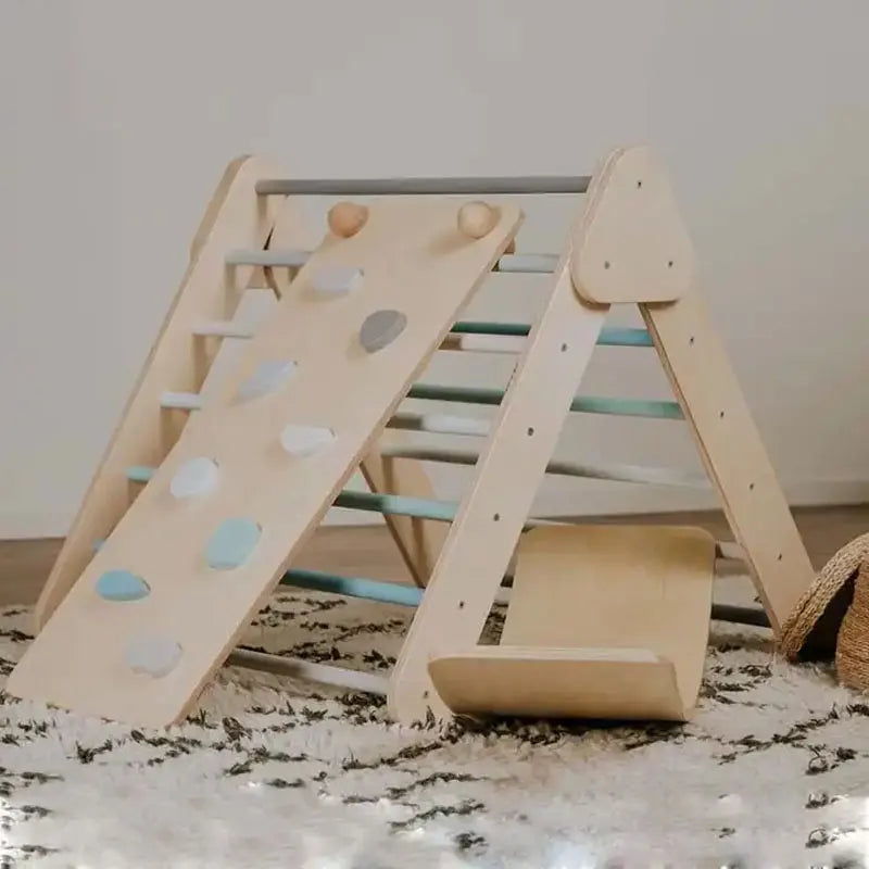 Indoor Wooden Toddler Climbing Frame Kids Early Education Triangle Gym Climber Pickler for Play Structures & Climbers