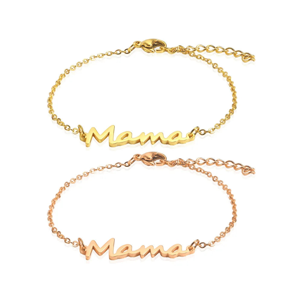 Dainty Gold Finish Mama Nameplate Bracelet Fine Chain Personalized Jewelry
