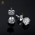 Vintage 2025 Silver 925 6 Prong Simple Stone Round Shape 6.5mm D-VVS Moissanite Stud Earrings