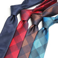 Classic Men's Ties Microfiber Necktie Peacock Turquoise Plaid Business Tie Embroidered Formal Breathable Casual Corbata for Men