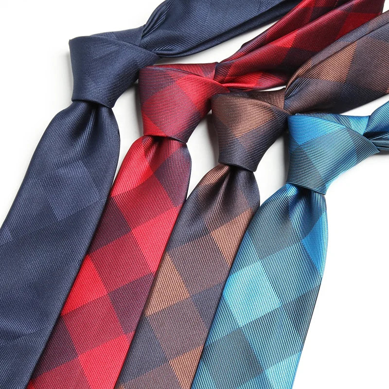 Classic Men's Ties Microfiber Necktie Peacock Turquoise Plaid Business Tie Embroidered Formal Breathable Casual Corbata for Men