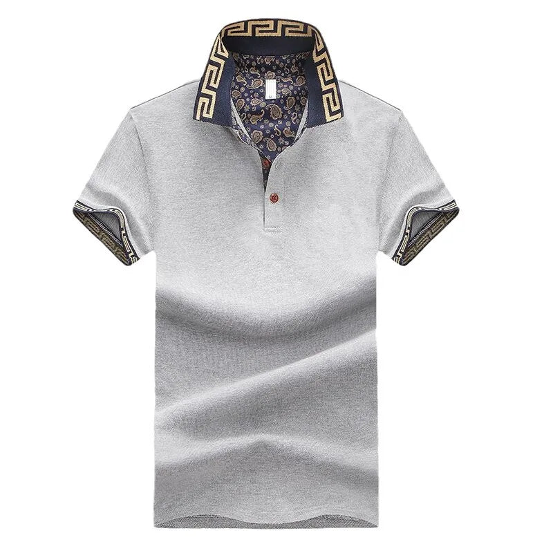 RNSHANGER Summer Custom Logo Men's Polo Shirts Casual Cotton Blend Short Sleeve Breathable Tops Streetwear Loose Men Polo Shirts