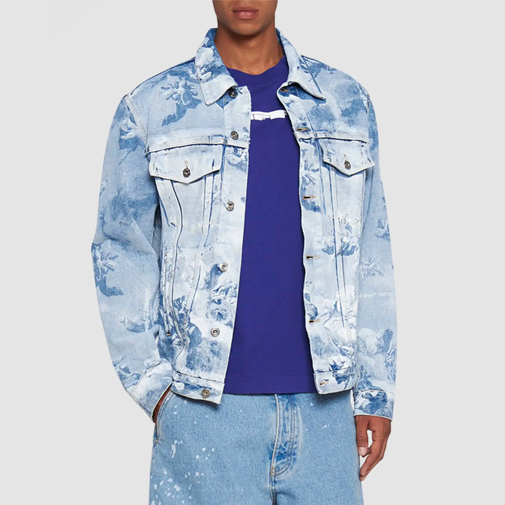 AeeDenim Customized Men Denim Jacket Outdoor Casual 100%cotton Turn-down Collar Stone Wash Work Out Jean Jacket for Men