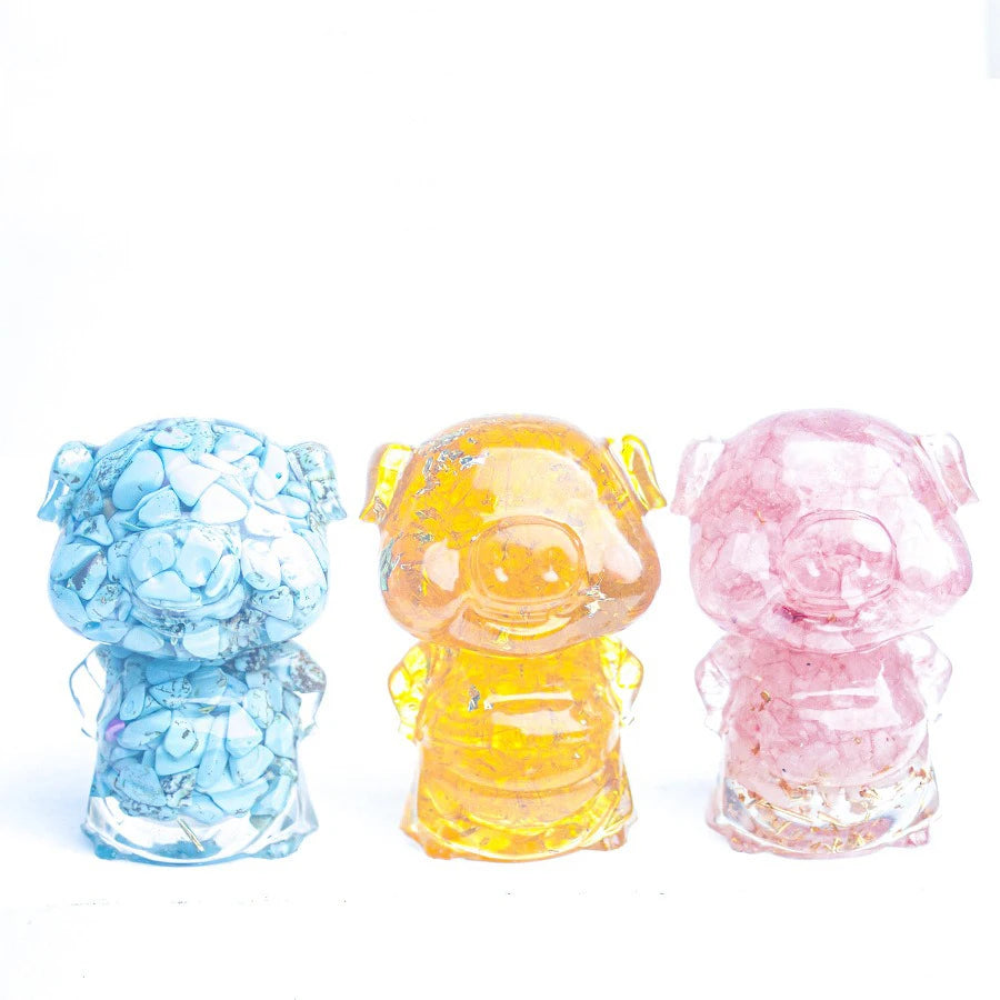 Cartoon Cute Natural Gravel Crystal Pig Crystal Crafts for Home Car Office Decor Children Birthday Gift