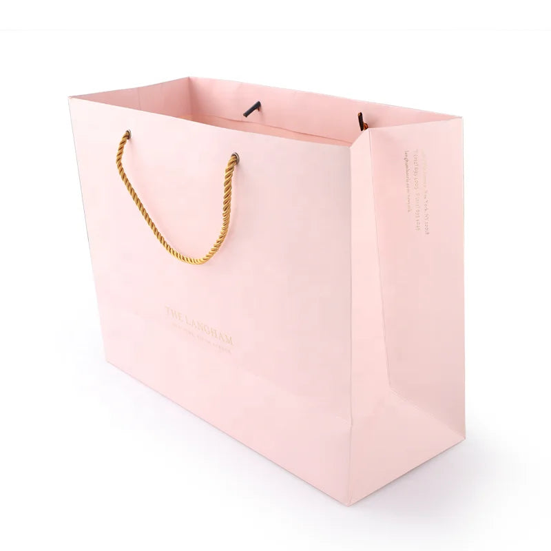 Cheap Shopping Bag pink Christmas Gift Bag Gold Custom Gift Paper Bag with Your Own Custom logo Retail
