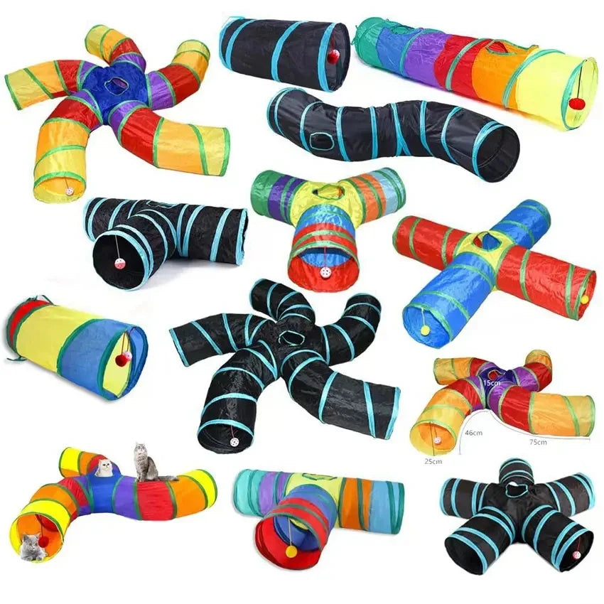 Interactive Durable Polyester Pet Playground Collapsible Cat Tunnel and Runway Toy for Cats