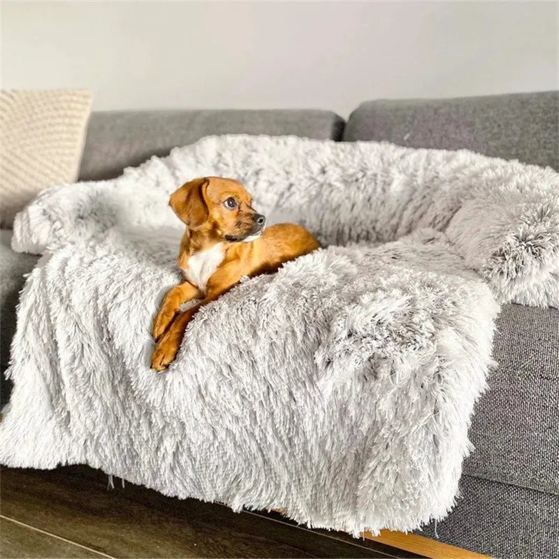 Hot Sale Plush Large Pet Couch Protector Design Pet Beds Washable Calming Furniture Protector Pet Dog Bed