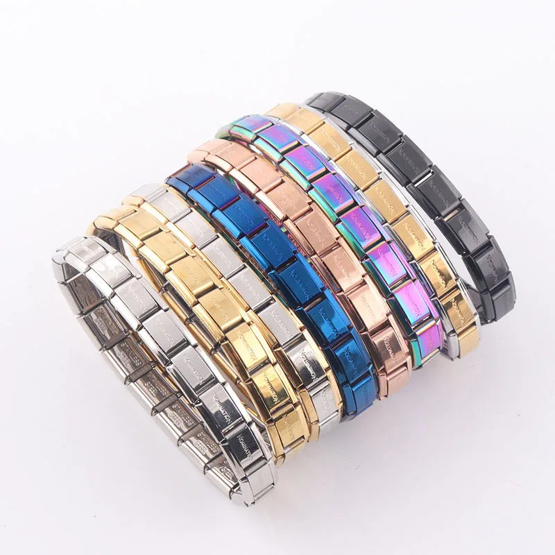 Elegant Surgical Grade Stainless Steel Men's Wide Link Stylish Adjustable Bracelets for Men