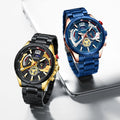 NIBOSI 2591 Multifunctional Design Men Watch Luminous Hands Quartz Watch Stainless Steel Band Wristwatch