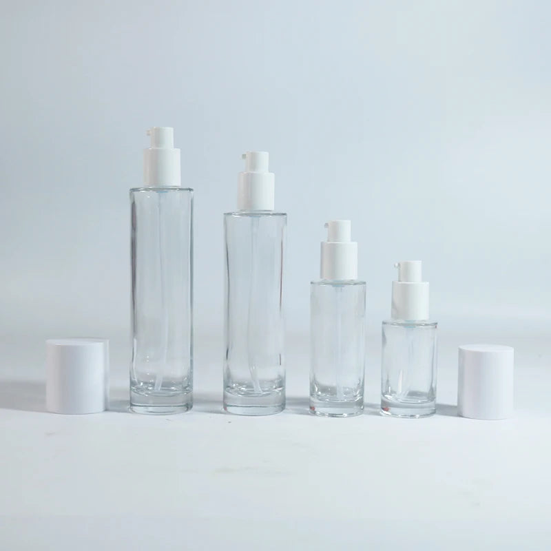 Luxury Frosted Glass Jar for Face Cream & Serum Cosmetic Packaging 30ml-120ml with Lotion Pump Bottles Free Sample Custom Logo