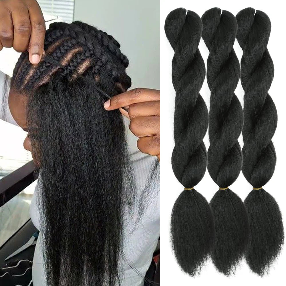Kinky Straight Vixen Crochet Braids Style 2025 New Year Bundles Crochet Hair Natural Black Synthetic Fibers Hair Extension MegaBDM