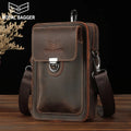 Royal Bagger Waist Pack for Men Crazy Horse Leather Male Small Shoulder Sling Bag Genuine Leather Phone Pocket Belt Bags Retro