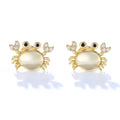 925 Sterling Silver Fun Crab Animal Earrings Silver Cz Earrings Jewelry for Girls