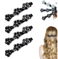 Sparkling Rhinestone Satin Fabric Crystal Stone Braided Hair Clips for Women/Girl
