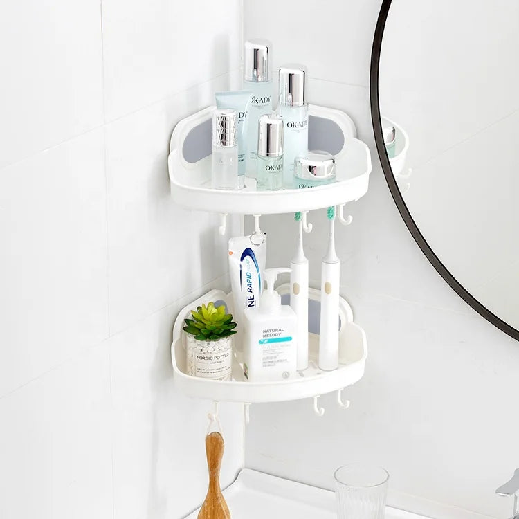 TAILI Bathroom Triangle Wall Mounted Storage Organizer Rack Corner Shelves Vacuum Shower Caddy Basket with Suction Cups