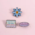Wholesale Soft Enamel Positive Affirmation Lapel Pin Set Motivational Flower & Quote Badge for Promotional Gifts