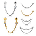 G23 ASTM F136 Titanium Chain Hinged Earring Nose Ear Studs Chain Labret Lip Fashion Body Piercing Jewelry