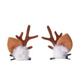 QIUHAN Christmas Hairpins with Deer Horn Ears Plush Reindeer Antlers Hair Clips