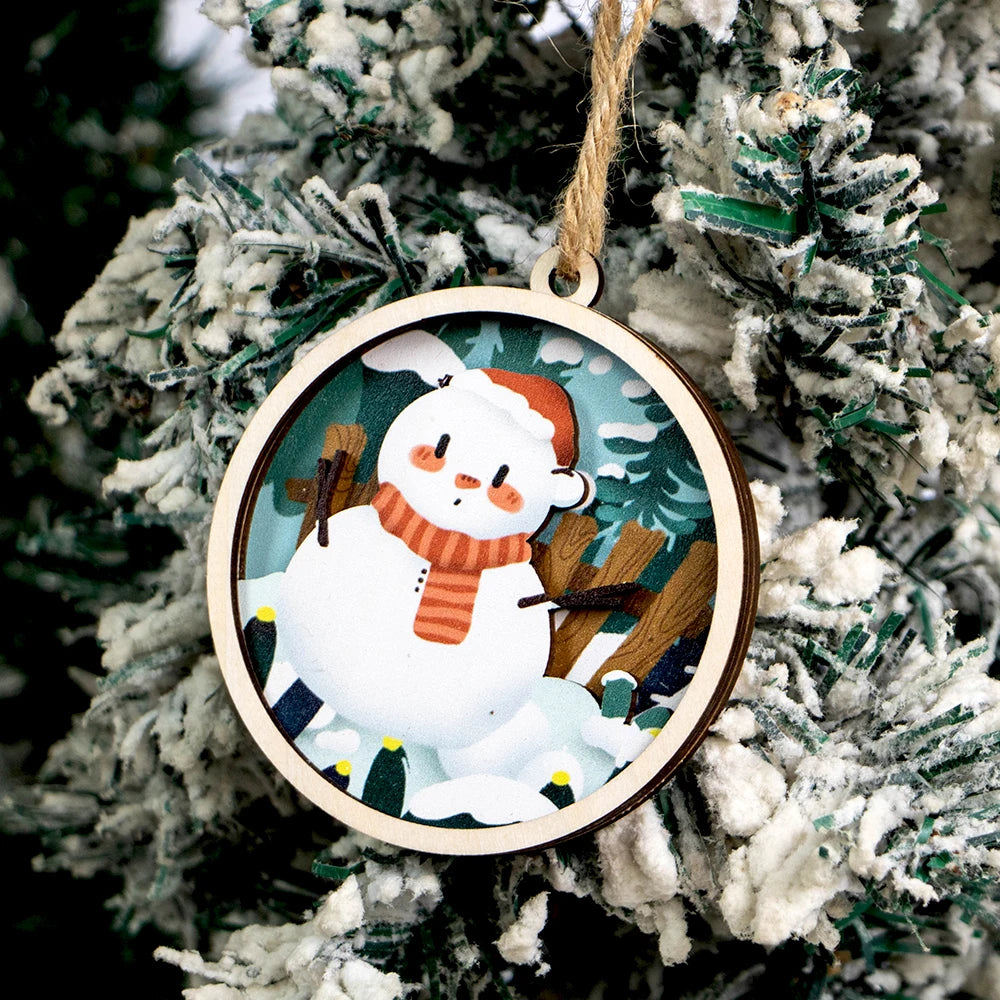 2026 New Design 3 Layers Christmas Balls Tree Ornaments Laser Cut Plywood custom 3D Hanging Pendaent for Christmas Decoration