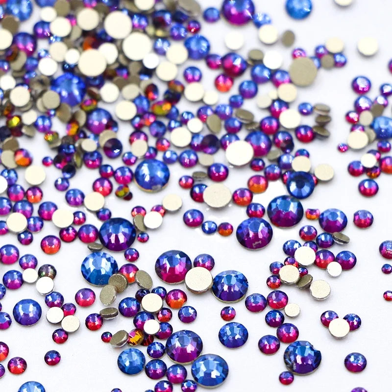 SS3~SS20 3A Crystal AB Non Hot Fix Flatback Glass Strass Super Nail Art Glitter Rhinestones for Manicure Decorations DIY Design 3