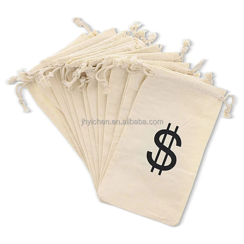 Wholesale Cotton Muslin Change Deposit Bag Nature Drawstring Money Pouches