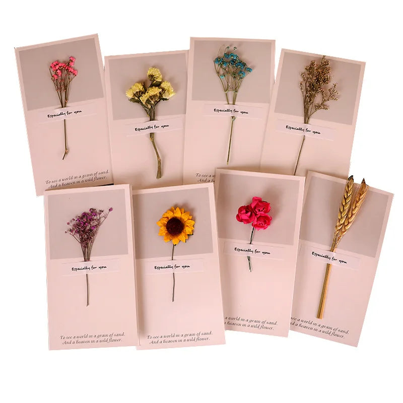 Romantic Three-dimensional Artificial Flowers Greeting Cards with Offset Printing for Wedding and All Occasions