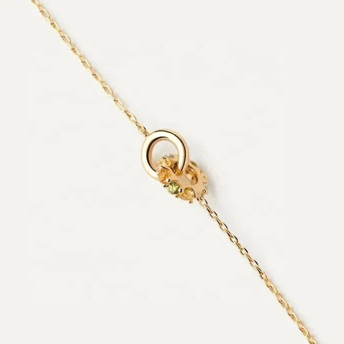 LOZRUNVE New Korean Fashion Jewelry Miami Link Chain Pave Lucky Double Circle Rainbow Bracelet Women