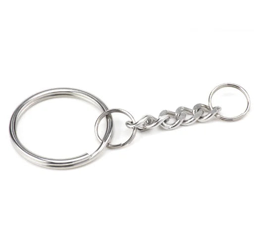 Wholesale 25mm Nickel Plated Metal Keychain With Chain Split Key Ring