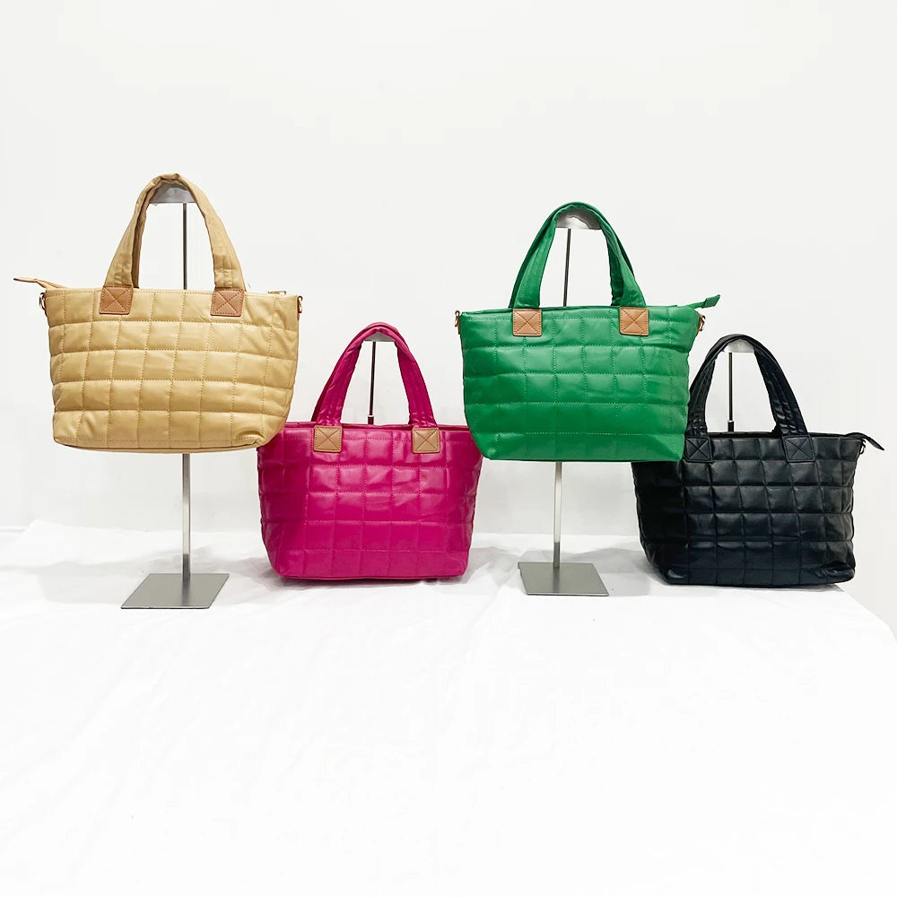 Large Quilted Women's Bags Female Leather Weaved Bag Plaid Pattern Custom logo Women's Handbag
