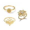 Wholesale Popular Gold Plated Jewelry Personality Month Flower Ring Creative Lotus Flower Ring for Women Girls