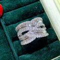 CAOSHI Luxury Bling Women's Wide Rings Full Paved Brilliant CZ Stone Gorgeous Bride Wedding Party Silver Plating Twist Rings